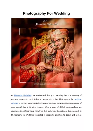 Photography For Wedding _ Memories Unlimited