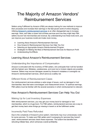 The Majority of Amazon Vendors' Reimbursement Services - Google Docs