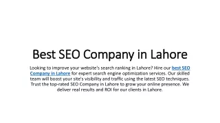 Best SEO Company in Lahore