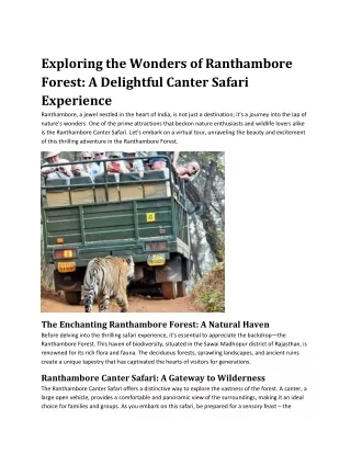ranthambore canter safari