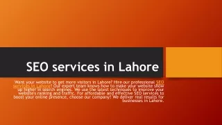 SEO services in Lahore