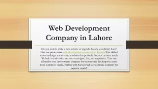 Web Development Company in Lahore