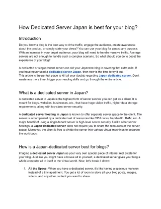 How a Dedicated Server Japan is best for your blog (1)