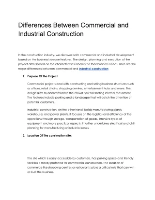 Differences Between Commercial and Industrial Construction