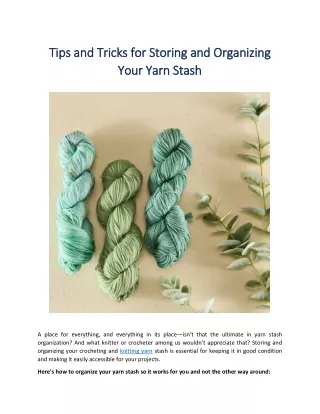 Tips and Tricks for Storing and Organizing Your Yarn Stash