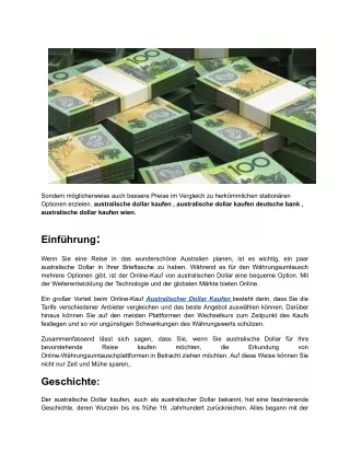 Wie Entwickelt Sich Der Australische Dollar zum Euro_