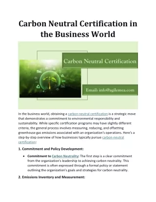 Carbon Neutral Certification in the Business World