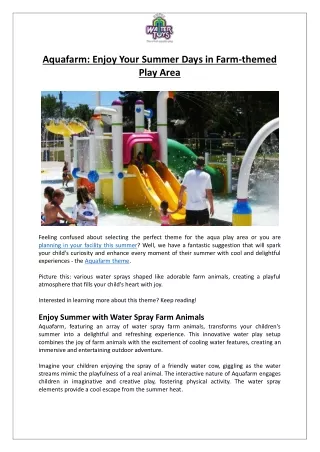 Empex Watertoys®- Aquafarm Enjoy Your Summer Days in Farm-themed Play Area