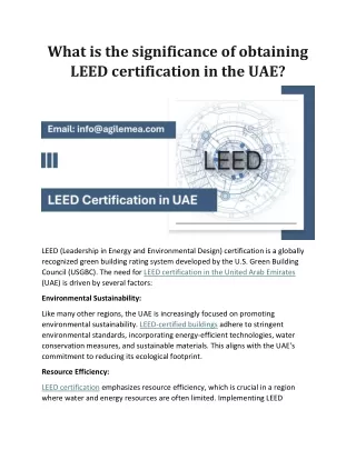 What is the significance of obtaining LEED certification in the UAE