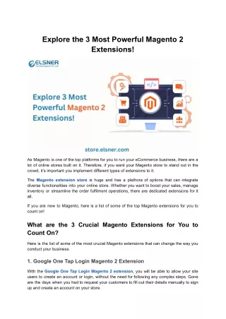 Boost Your E-commerce Store with Top 2 Magento Extensions