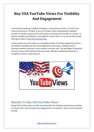 Buy USA YouTube Views For Visibility And Engagement