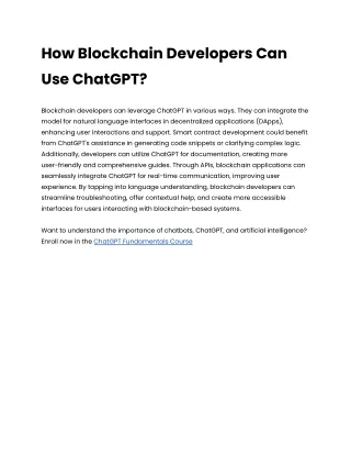 How Blockchain Developers Can Use ChatGPT_