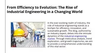 From Efficiency to Evolution- The Rise of Industrial Engineering in a Changing World