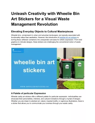 wheelie bin art stickers