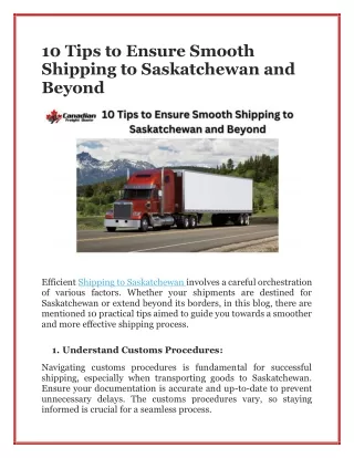 10 Tips to Ensure Smooth Shipping to Saskatchewan and Beyond