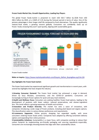 Frozen Foods Market Trends, Growth Drivers, and Future Outlook