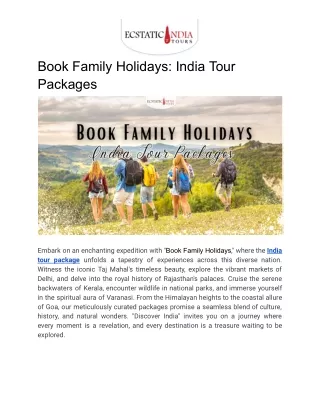 Book Family Holidays_ India Tour Packages