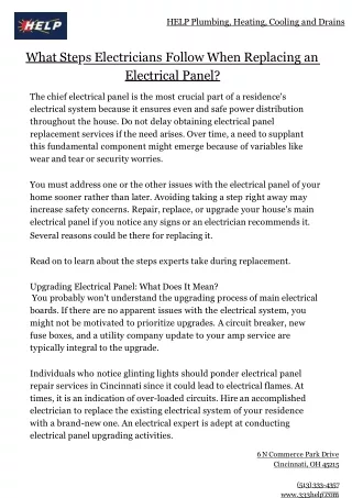 What Steps Electricians Follow When Replacing an Electrical Panel