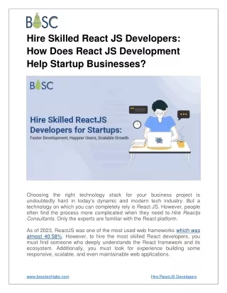 Boost Startup Success: Hire Skilled ReactJS Developers Today!