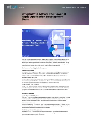 Efficiency in Action The Power of Rapid Application Development Tools