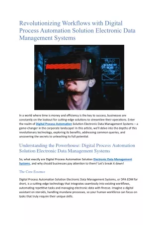Revolutionizing Workflows with Digital Process Automation Solution Electronic Data Management Systems