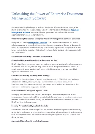 Unleashing the Power of Enterprise Document Management Software