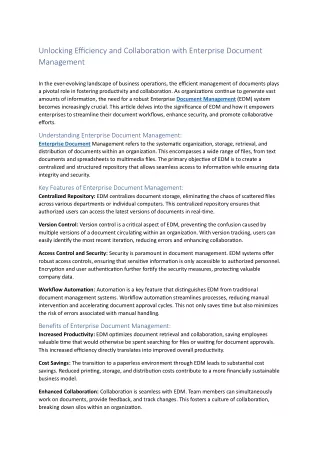 Unlocking Efficiency and Collaboration with Enterprise Document Management