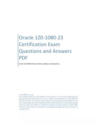 Oracle 1Z0-1080-23 Certification Exam Questions and Answers PDF