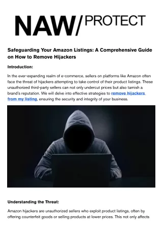 Safeguarding Your Amazon Listings A Comprehensive Guide on How to Remove Hijackers