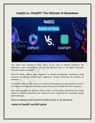 Copilot vs. ChatGPT