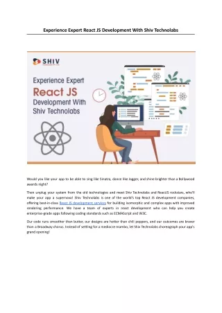 Experience Expert React JS Development With Shiv Technolabs