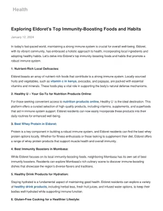 Exploring Eldoret's Top Immunity-Boosting Foods and Habits