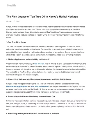 The Rich Legacy of Tea Tree Oil in Kenya's Herbal Heritage