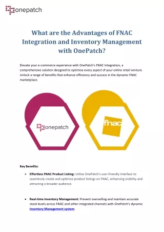 Advantages of FNAC Integration and Inventory Management with OnePatch