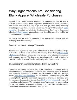 Why Organizations Are Considering Blank Apparel Wholesale Purchases