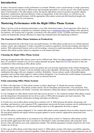 Understanding Efficiency with the Right Office Phone System