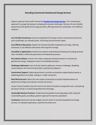 Advantages of Geothermal Systems for Institutions