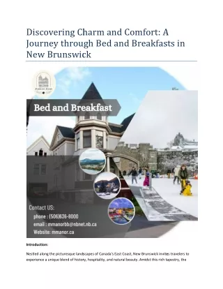 Discovering Charm and Comfort A Journey through Bed and Breakfasts in New Brunswick