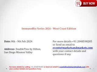 ImmunoBio Series 2024 - West Coast Edition|Business Growth and Opportunities