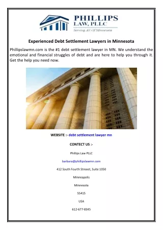 Experienced Debt Settlement Lawyers in Minnesota