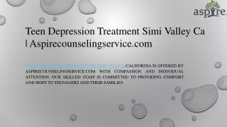 Teen Depression Treatment Simi Valley Ca  Aspirecounselingservice.com