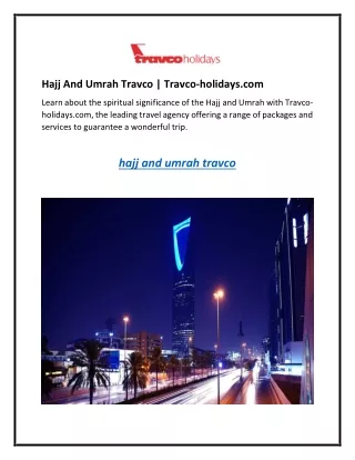 Hajj And Umrah Travco Travco-holidays