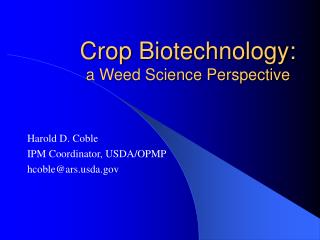 Crop Biotechnology: a Weed Science Perspective