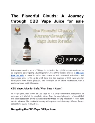 The Flavorful Clouds_ A Journey through CBD Vape Juice for sale