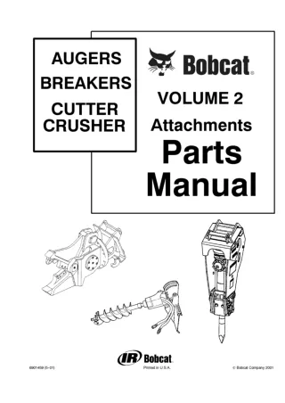 Bobcat Attachments Augers, Breakers, Cutter, Crusher Parts Catalogue Manual