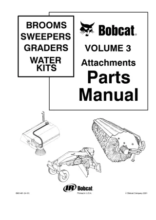 Bobcat Brooms Sweepers, Graders, Water Kits Attachments Parts Catalogue Manual