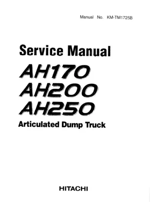 Hitachi AH170 Articulated Dump Truck Service Repair Manual
