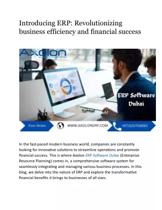 Introducing ERP Revolutionizing business efficiency and financial success