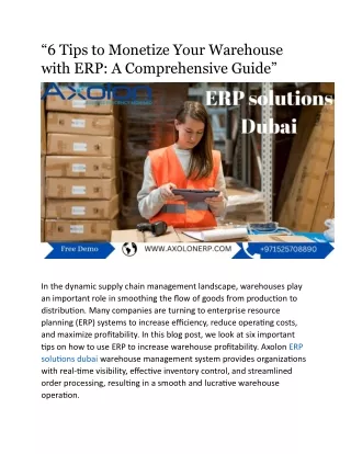 “6 Tips to Monetize Your Warehouse  with ERP A Comprehensive Guide”