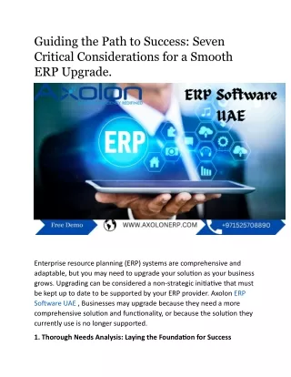 Guiding the Path to Success  Seven Critical Considerations for a Smooth ERP Upgrade^